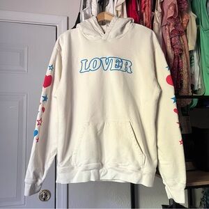 BIANCA CHANDON ivory cream‎ lover heart star long sleeve pullover hoodie sweater